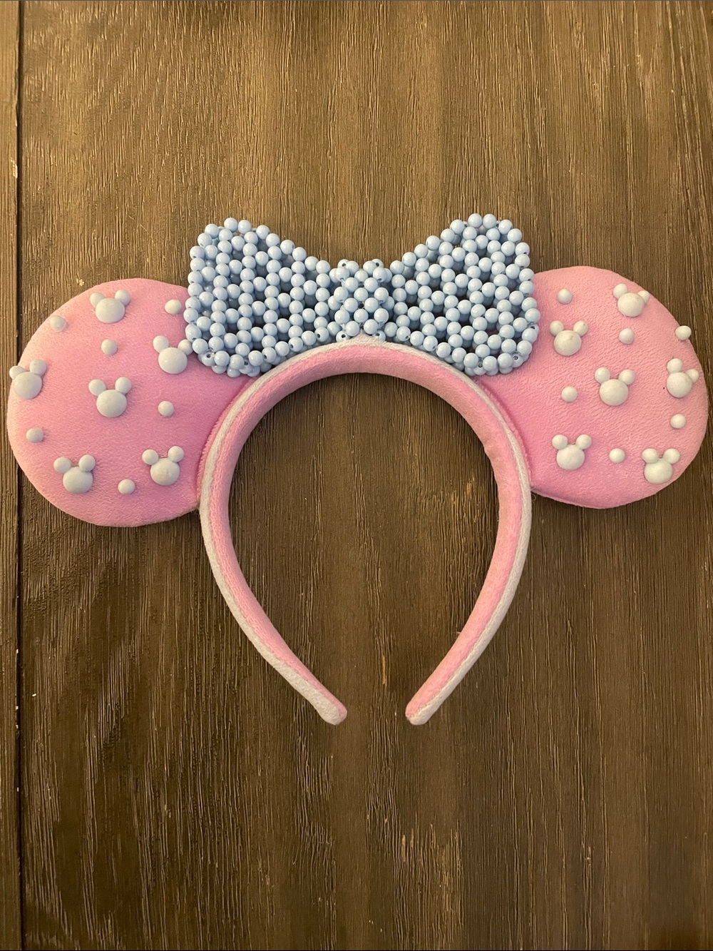 Disney Disneyland Pink Minnie And Blue Beaded Headband